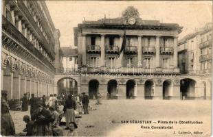 1907 San Sebastián, Plaza de la Constitution, Casa Consistorial / square, town hall, market (EK)