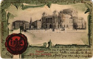 1902 Zagreb, Hrv. zem. kazaliste. Rob. Ferd. Auer / színház / theatre. Art Nouveau coat of arms (EM)
