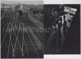 cca 1934 Kinszki Imre (1901-1945) budapesti fotóművész felvételei (Friss Újság; Pályaudvar), 2 db modern nagyítás, jelzés nélkül, 24x18 cm és 21x15 cm