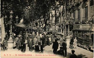 Barcelona, Rambla de los Estudios / street view, tram, market (EK)