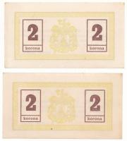 1919. Miskolc 05.14. 2K "Miskolcz város" utalvány-jegye (2x) egyugrásos sorkövetők "D 09614 - D 09616" T:XF hajtatlan, fo. Hungary / Miskolc 14.05.1919. 2 Korona "Miskolcz város" (2x) consecutive serials with one leap "D 09614 - D 09616" C:XF unfolded, spotted