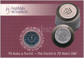 2016. 50Ft Cu-Ni "70 éves a forint" első napi veret sorszámozott emléklapon, nagyon alacsony sorszámmal "00049" T:UNC