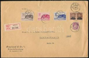 1930 Nagyalakú ajánlott levél Nordkap bélyegekkel Hollandiába