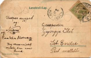 1906 Újvidék, Novi Sad; Szentháromság szobor. Posta-Utalvány szelvény, montázs postással. Milan Ivko...