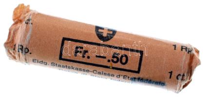 Svájc 1948-2005 k. 1r (~30x) eredeti, bontott banki rolniban T:UNC Switzerland 1948-2005 cca. 1 Rappen (~30x) in original, uncased mint coin wrapper C:UNC