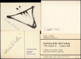 1968 Nádler István (1938-) festőművész kiállításának meghívója (Imre Bak, Istvan Nadler), rajta a fe...