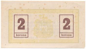 1919. Miskolc 05.14. 2K "Miskolcz város" utalvány-jegye "S 04777" sorszámmal T:VF hajtatlan, de sarokhajlások, fo. Hungary / Miskolc 14.05.1919. 2 Korona "Miskolcz város" with "S 04777" serial number C:VF unfolded, but corner folds, spotted