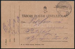 1919 Tábori posta képeslap a tanácsköztársaság idejéből szám nélküli, téves évszámú tábori posta bélyegzéssel, a feladóban 1170 tábori posta számmal, a szöveg szerint a dátum 1919 május 17