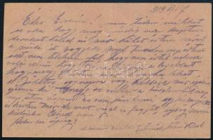 1919 Tábori posta képeslap a tanácsköztársaság idejéből szám nélküli, téves évszámú tábori posta bél...