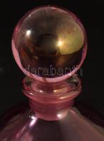 Rózsaszín parfümös üveg, dugóval, hibátlan, m: 12 cm