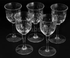 5 darab kristály likőrös pohár, hibátlan, m: 14 cm