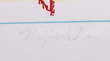 Hajdú László (1938-): Szféra. Szitanyomat, papír. Jelzett. Művészpéldány AE/V számozással. 24x48,5 c...