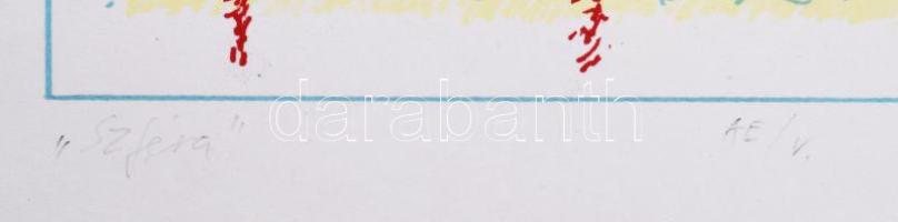 Hajdú László (1938-): Szféra. Szitanyomat, papír. Jelzett. Művészpéldány AE/V számozással. 24x48,5 c...