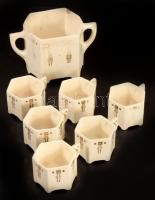 cca 1900, 6 darab szecessziós mokkás pohár felületi sérüléssel m: 5 cm