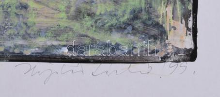 Hajdú László (1938-): Vitális mezők III., 1999. Akril, kártyapapír. Jelezve jobbra lent. Hátoldalán ...