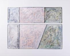 Hajdú László (1938-): Vitális mezők II., 1999. Akril, kártyapapír. Jelezve jobbra lent. Hátoldalán autográf felirattal. 42,5x50 cm.