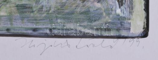 Hajdú László (1938-): Vitális mezők II., 1999. Akril, kártyapapír. Jelezve jobbra lent. Hátoldalán a...