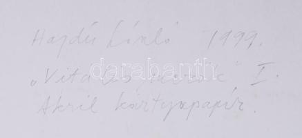 Hajdú László (1938-): Vitális mezők I., 1999. Akril, kártyapapír. Jelezve jobbra lent. Hátoldalán au...