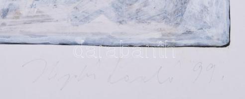 Hajdú László (1938-): Út a végtelenbe, 1999. Akril, kártyapapír. Jelezve jobbra lent. Hátoldalán aut...