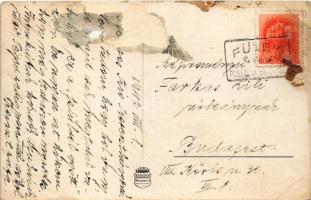 1942 Fülek, Filakovo; mozaiklap, vár magyar címerrel és "Mindent vissza!" irredenta felira...