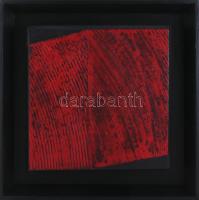 Hajdú László (1938-): Vörös lakk feketén, 2010. Akril, vászon. Jelzett a hátoldalán. Fakeretben. 28x28 cm.