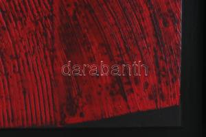 Hajdú László (1938-): Vörös lakk feketén, 2010. Akril, vászon. Jelzett a hátoldalán. Fakeretben. 28x...