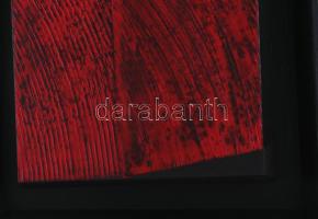 Hajdú László (1938-): Vörös lakk feketén, 2010. Akril, vászon. Jelzett a hátoldalán. Fakeretben. 28x...