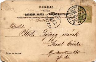 1903 I. Sándor szerb király és Draga királyné, címer, Tempus et Meum Jus / Serbian King Alexander I ...