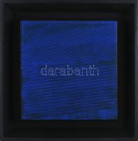 Hajdú László (1938-): Kék struktúra, 2010. Akril, vászon. Jelzett a hátoldalán. Fakeretben. 28x28 cm.