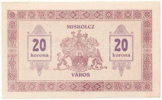 1919. Miskolc 1919.05.14. 20K "Miskolcz város" utalvány-jegye, "A) 0279" T:AU  Hungary / Miskolc 14.05.1919. 20 Korona "Miskolcz város", "A) 0279" C:AU  Adamo MIS-7.4