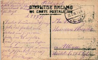 1915 Liepaja, Liepoja, Lipawa, Libau; Rosenplatz / square, tram, shops. Druck u. Verlag N. Kruck lit...