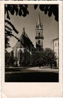 1940 Beszterce, Bistritz, Bistrita; utcakép, templom / street view, church. photo (EB)