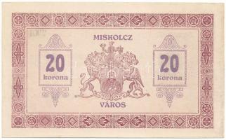 1919. Miskolc 1919.05.14. 20K "Miskolcz város" utalvány-jegye, "G) 2901" T:AU Hungary / Miskolc 14.05.1919. 20 Korona "Miskolcz város", "G) 2901" C:AU Adamo MIS-7.4
