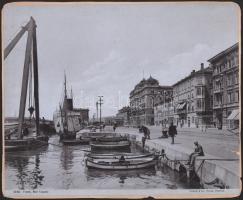cca 1910 Fiume, Szapáry-rakpart, nagyméretű keményhátú fotó, sérüléssel, 23,6x28,5 cm