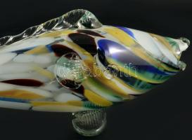 Anyagában multicolor színezésű üveghal, kézzel készült, hibátlan, h: 30 cm