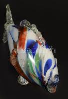 Anyagában multicolor színezésű üveghal, kézzel készült, hibátlan, h: 27,5 cm