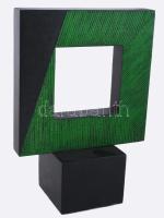 Hajdú László (1938-): Párbeszéd a négyzettel IV, 2012. Akril, fa. Jelzett az alján. Reprodukálva a m...