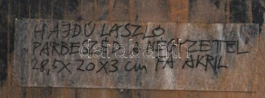 Hajdú László (1938-): Párbeszéd a négyzettel IV, 2012. Akril, fa. Jelzett az alján. Reprodukálva a m...