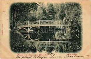 1900 Kemeri, Kemmern (Jürmala); Gruss vom Rigaschen Strande / park, bridge (cut)