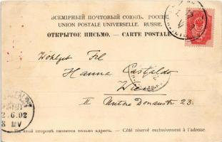 1902 Riga, Alexander-Boulevard / street, horse-drawn tram (small tear)