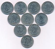 Amerikai Egyesült Államok 1999-2004. 1/4$ Cu-Ni "50 állam" (10xklf) T:XF egyiken durva ph-...
