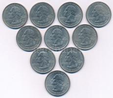 Amerikai Egyesült Államok 1999-2004. 1/4$ Cu-Ni "50 állam" (10xklf) T:XF egyiken durva ph-...