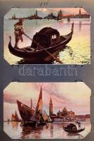 OLASZORSZÁG - 60 db RÉGI képeslap szép szecessziós albumba rendezve / ITALY - 60 pre-1945 town postc...