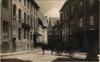 1926 Tallinn, Reval; street view with horse-drawn carriage, shops of M. Andreesen and Joh. Lindemann...