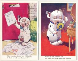 12 db MODERN megíratlan Bonzo kutyás képeslap, reprint / 12 modern unused Bonzo dog postcards, repri...