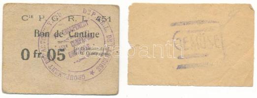 Franciaország 1920 k. menzautalvány + Németország zöldségjegy T:F-VG France 1920. canteen voucher + Germany vegetable voucher C:F-VG