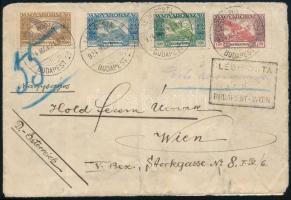 1924 Légi levél Ausztriába Ikarusz és Koronás Madonna bélyegekkel bérmentesítve