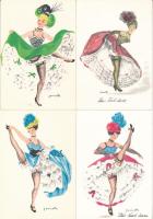 14 db RÉGI erotikus tánc művészlap, Moulin Rouge / 14 pre-1945 erotic art postcards, Moulin Rouge