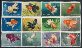 Kínai Népköztársaság 1960 Aranyhalak sor Mi 534-545 (Mi EUR 100.-) (Mi 544 törés / fold)