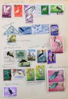 Madár - állat motívum gyűjtemény házi készítésű lapokon + kisméretű berakóban, sok száz bélyeg telje...